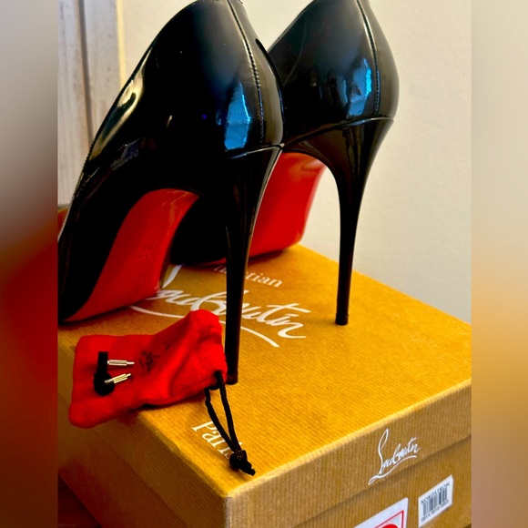 CHRISTIAN LOUBOUTIN  PIGALLE FOLLIES 100 PATENT BLACK SIZE 40.5 - Picture 3 of 9
